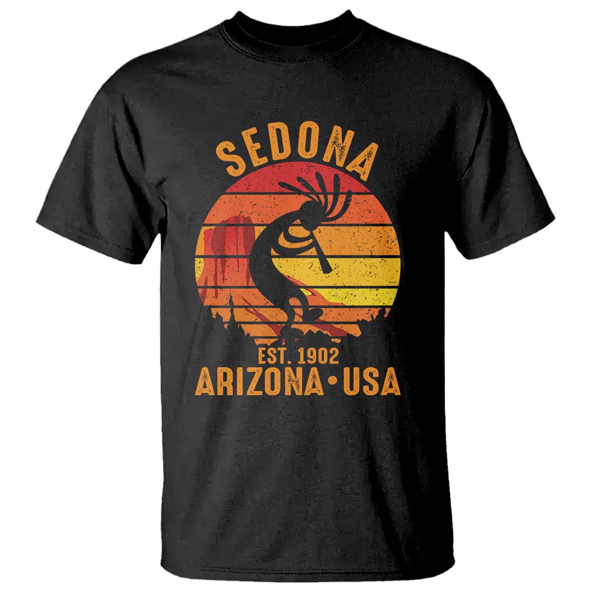 Retro Sedona Arizona Dancing Kokopelli T Shirt Southwest Native Symbol Desert Heritage