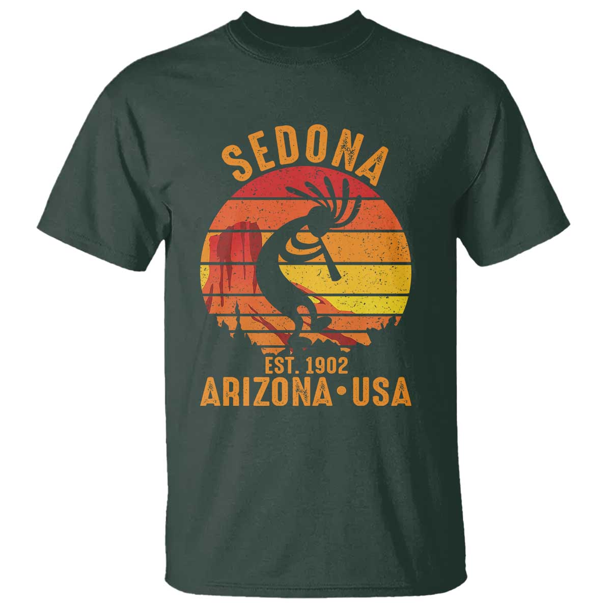 Retro Sedona Arizona Dancing Kokopelli T Shirt Southwest Native Symbol Desert Heritage