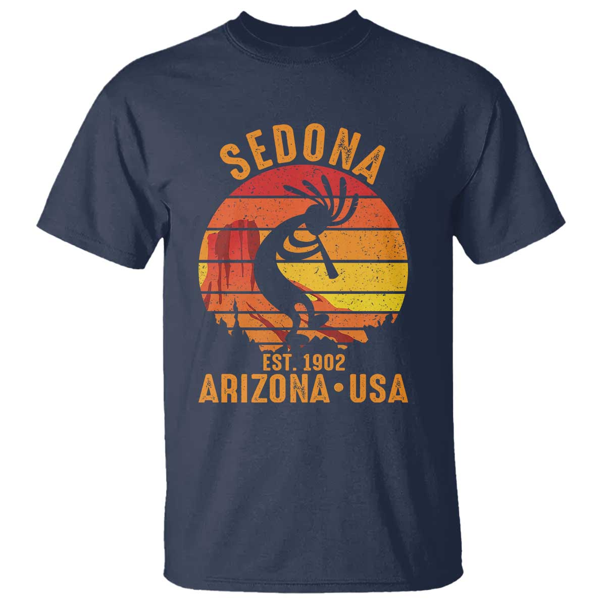 Retro Sedona Arizona Dancing Kokopelli T Shirt Southwest Native Symbol Desert Heritage