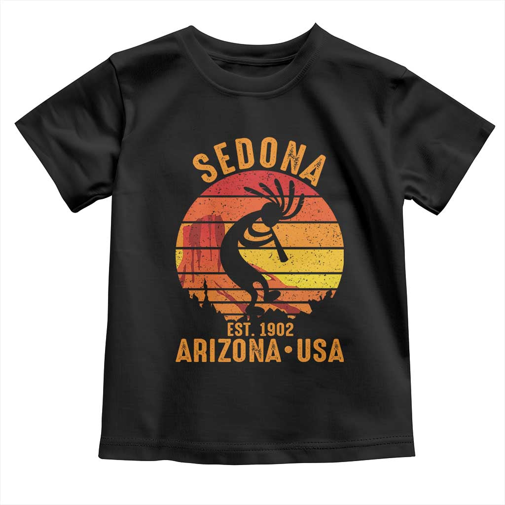 Retro Sedona Arizona Dancing Kokopelli Toddler T Shirt Southwest Native Symbol Desert Heritage