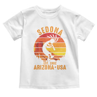 Retro Sedona Arizona Dancing Kokopelli Toddler T Shirt Southwest Native Symbol Desert Heritage