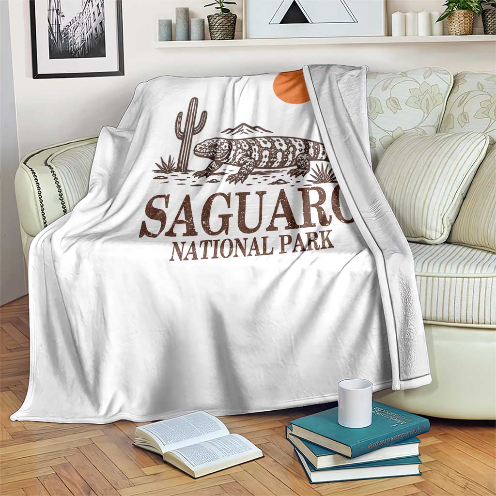 Saguaro National Park Gila Monster Hiking Arizona Throw Blanket Desert Cactus Sunset Southwest Nature Tucson Souvenir Gift