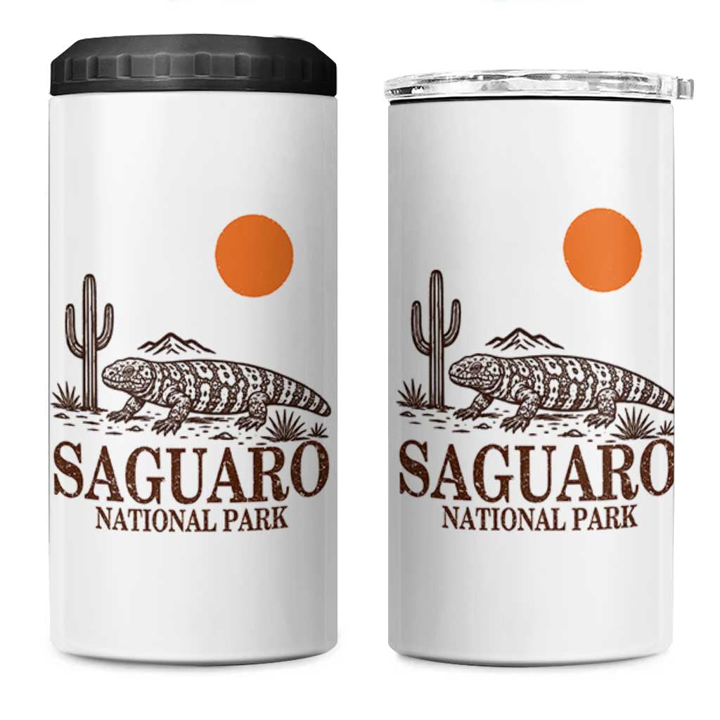 Saguaro National Park Gila Monster Hiking Arizona 4 in 1 Can Cooler Tumbler Desert Cactus Sunset Southwest Nature Tucson Souvenir Gift