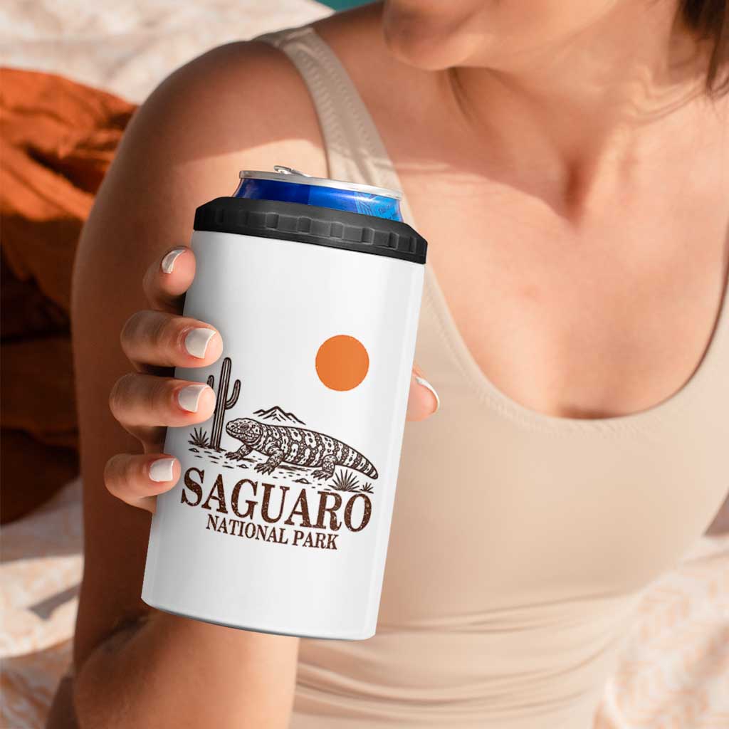 Saguaro National Park Gila Monster Hiking Arizona 4 in 1 Can Cooler Tumbler Desert Cactus Sunset Southwest Nature Tucson Souvenir Gift