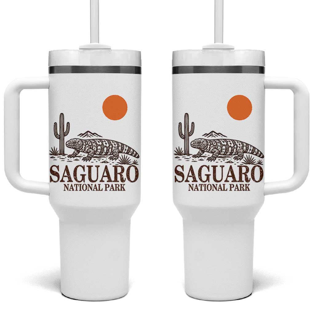 Saguaro National Park Gila Monster Hiking Arizona Tumbler With Handle Desert Cactus Sunset Southwest Nature Tucson Souvenir Gift