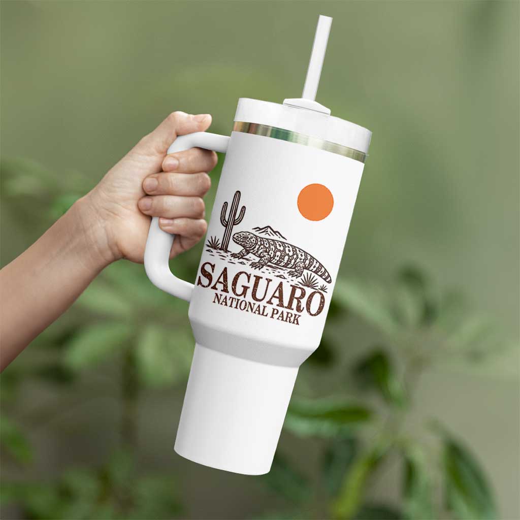 Saguaro National Park Gila Monster Hiking Arizona Tumbler With Handle Desert Cactus Sunset Southwest Nature Tucson Souvenir Gift