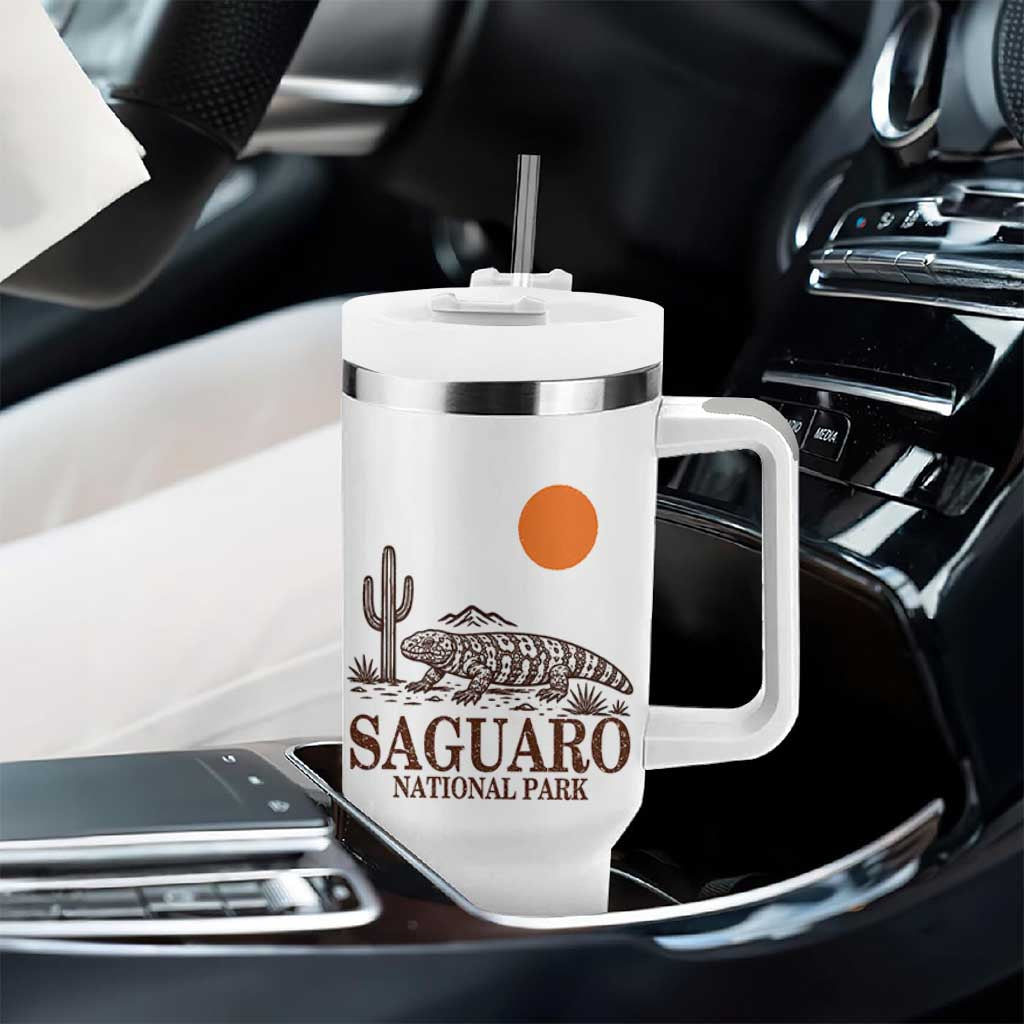 Saguaro National Park Gila Monster Hiking Arizona Tumbler With Handle Desert Cactus Sunset Southwest Nature Tucson Souvenir Gift