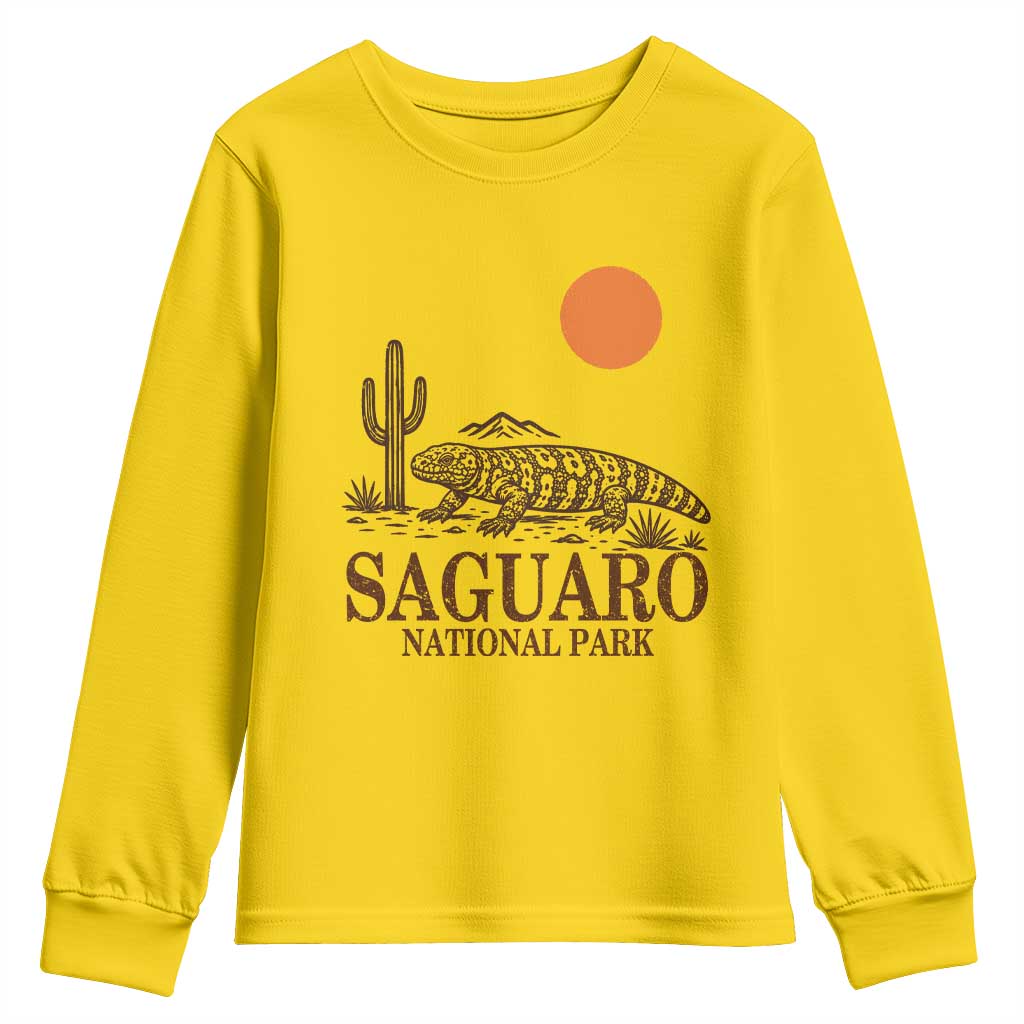 Saguaro National Park Gila Monster Hiking Arizona Youth Sweatshirt Desert Cactus Sunset Southwest Nature Tucson Souvenir Gift