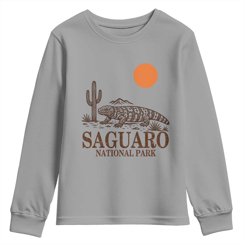 Saguaro National Park Gila Monster Hiking Arizona Youth Sweatshirt Desert Cactus Sunset Southwest Nature Tucson Souvenir Gift