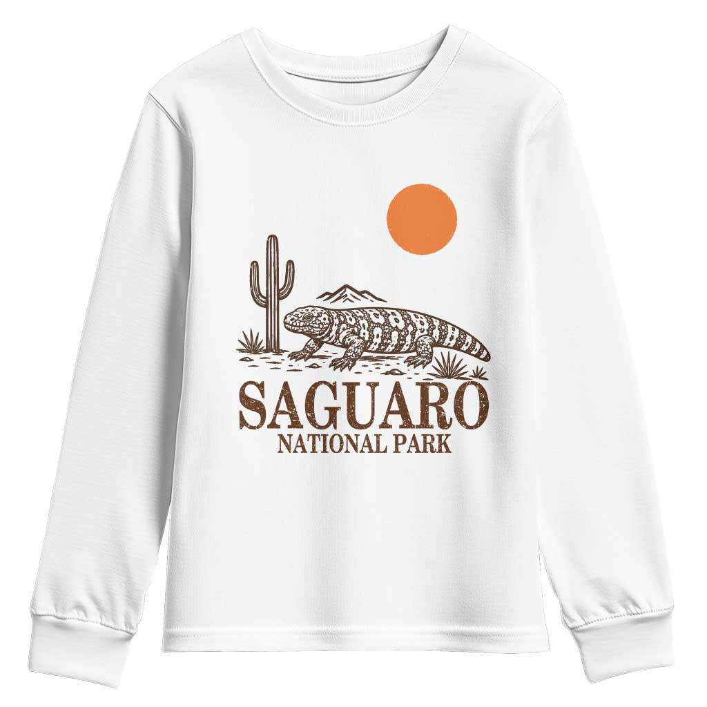 Saguaro National Park Gila Monster Hiking Arizona Youth Sweatshirt Desert Cactus Sunset Southwest Nature Tucson Souvenir Gift