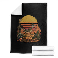 Retro Arizona Roadrunner Desert Sunset Throw Blanket Southwest Bird Wildlife Nature Lover