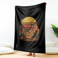 Retro Arizona Roadrunner Desert Sunset Throw Blanket Southwest Bird Wildlife Nature Lover