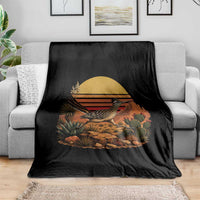 Retro Arizona Roadrunner Desert Sunset Throw Blanket Southwest Bird Wildlife Nature Lover