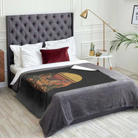 Retro Arizona Roadrunner Desert Sunset Throw Blanket Southwest Bird Wildlife Nature Lover