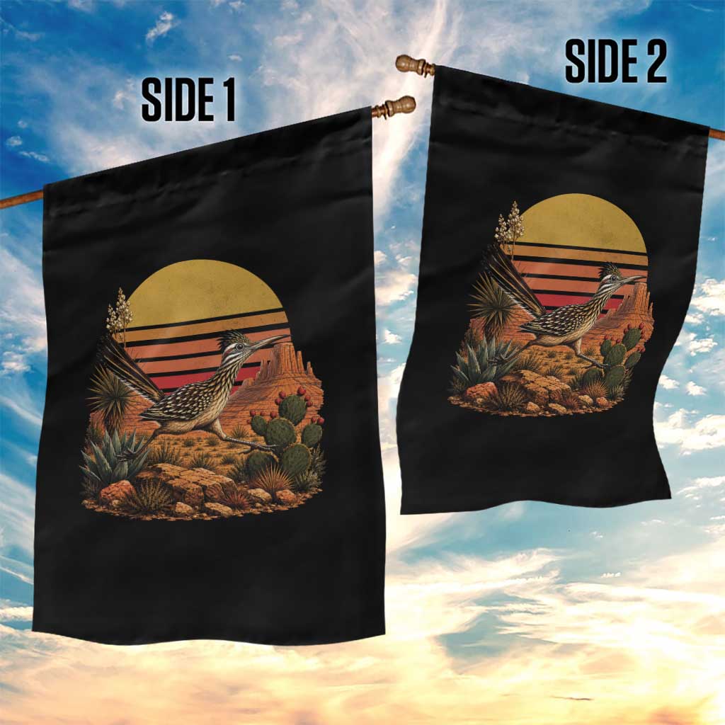 Retro Arizona Roadrunner Desert Sunset Garden Flag Southwest Bird Wildlife Nature Lover