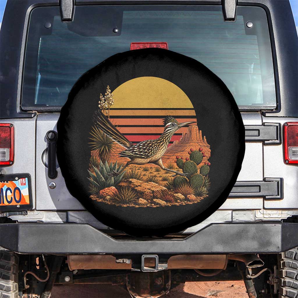 Retro Arizona Roadrunner Desert Sunset Spare Tire Cover Southwest Bird Wildlife Nature Lover