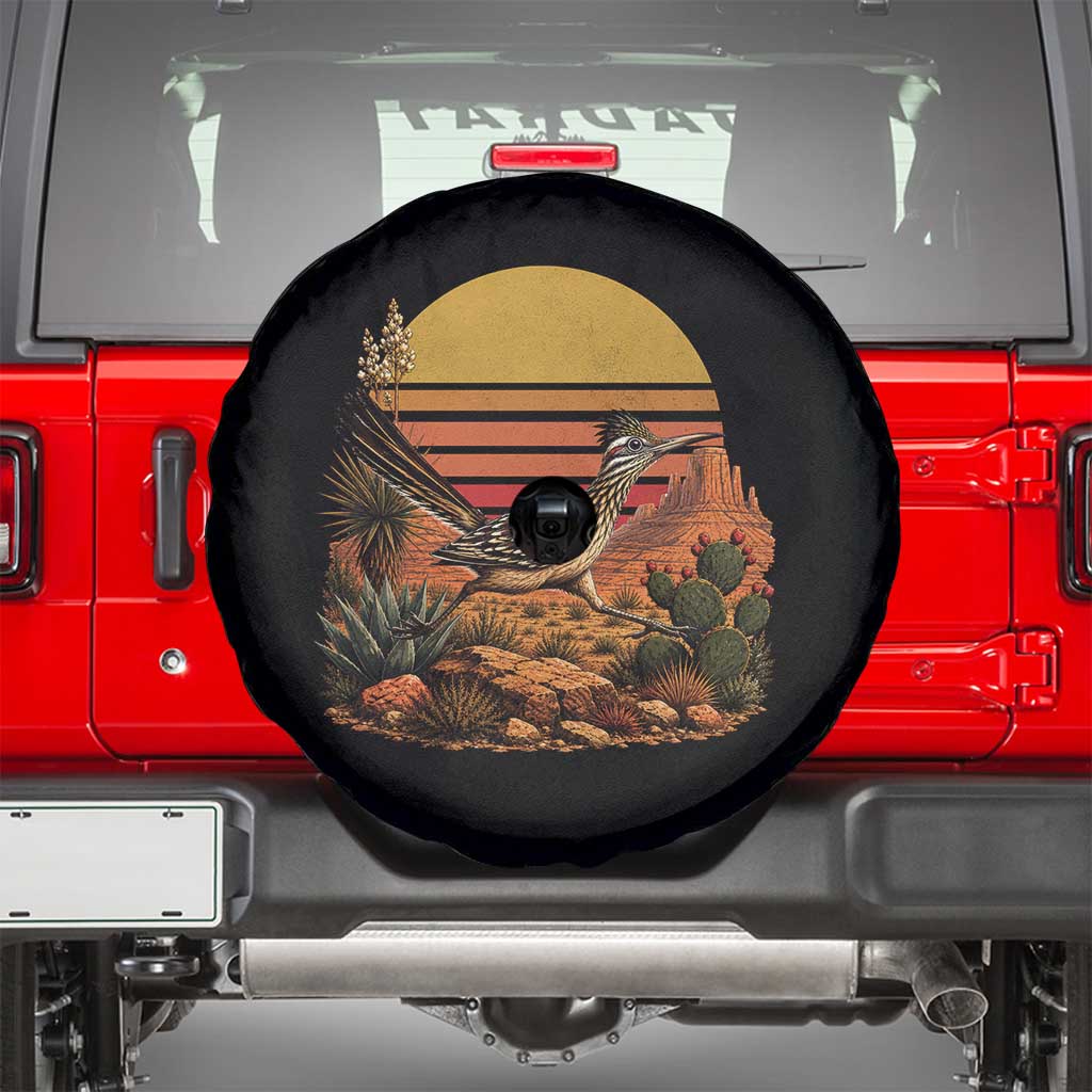 Retro Arizona Roadrunner Desert Sunset Spare Tire Cover Southwest Bird Wildlife Nature Lover