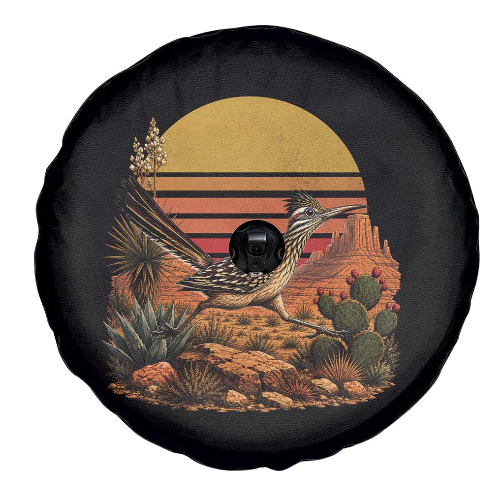 Retro Arizona Roadrunner Desert Sunset Spare Tire Cover Southwest Bird Wildlife Nature Lover