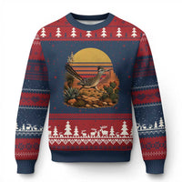 Retro Arizona Roadrunner Desert Sunset Ugly Christmas Sweater Southwest Bird Wildlife Nature Lover