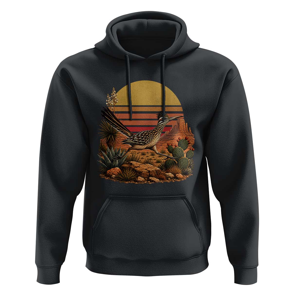 Retro Arizona Roadrunner Desert Sunset Hoodie Southwest Bird Wildlife Nature Lover
