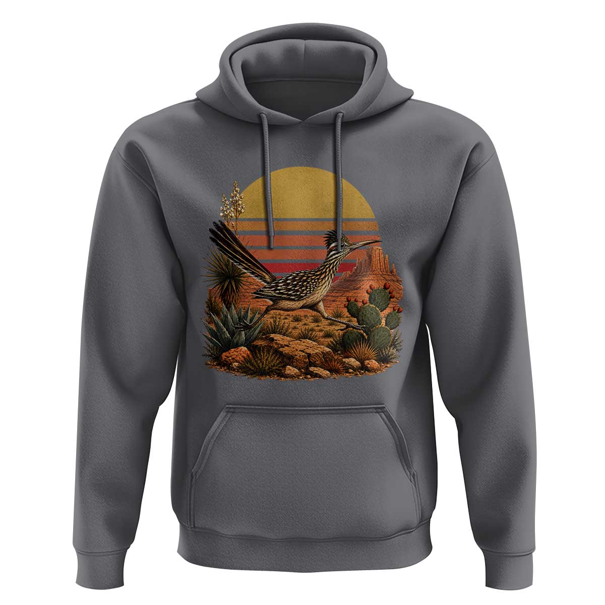Retro Arizona Roadrunner Desert Sunset Hoodie Southwest Bird Wildlife Nature Lover