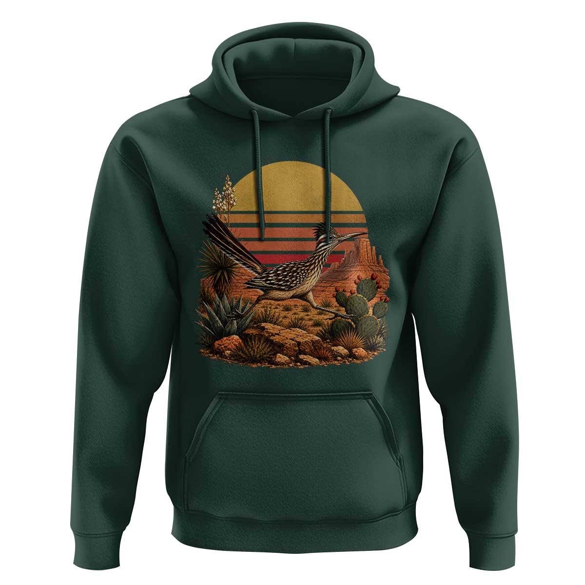 Retro Arizona Roadrunner Desert Sunset Hoodie Southwest Bird Wildlife Nature Lover