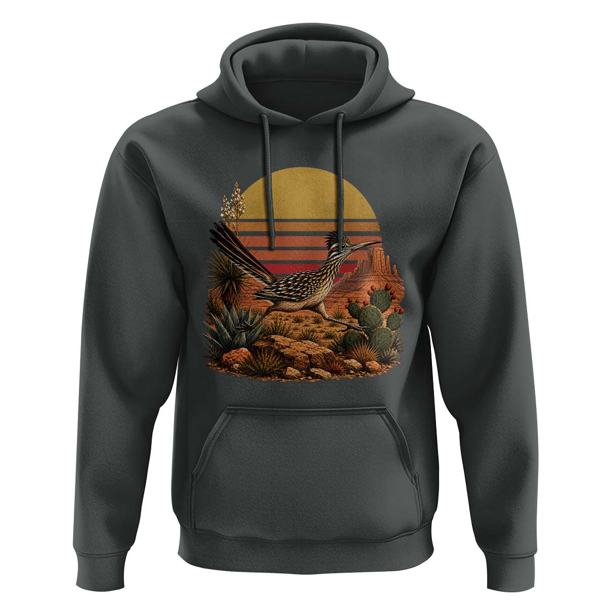 Retro Arizona Roadrunner Desert Sunset Hoodie Southwest Bird Wildlife Nature Lover