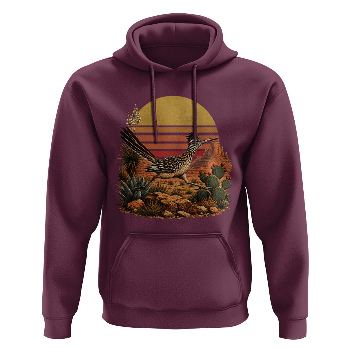 Retro Arizona Roadrunner Desert Sunset Hoodie Southwest Bird Wildlife Nature Lover