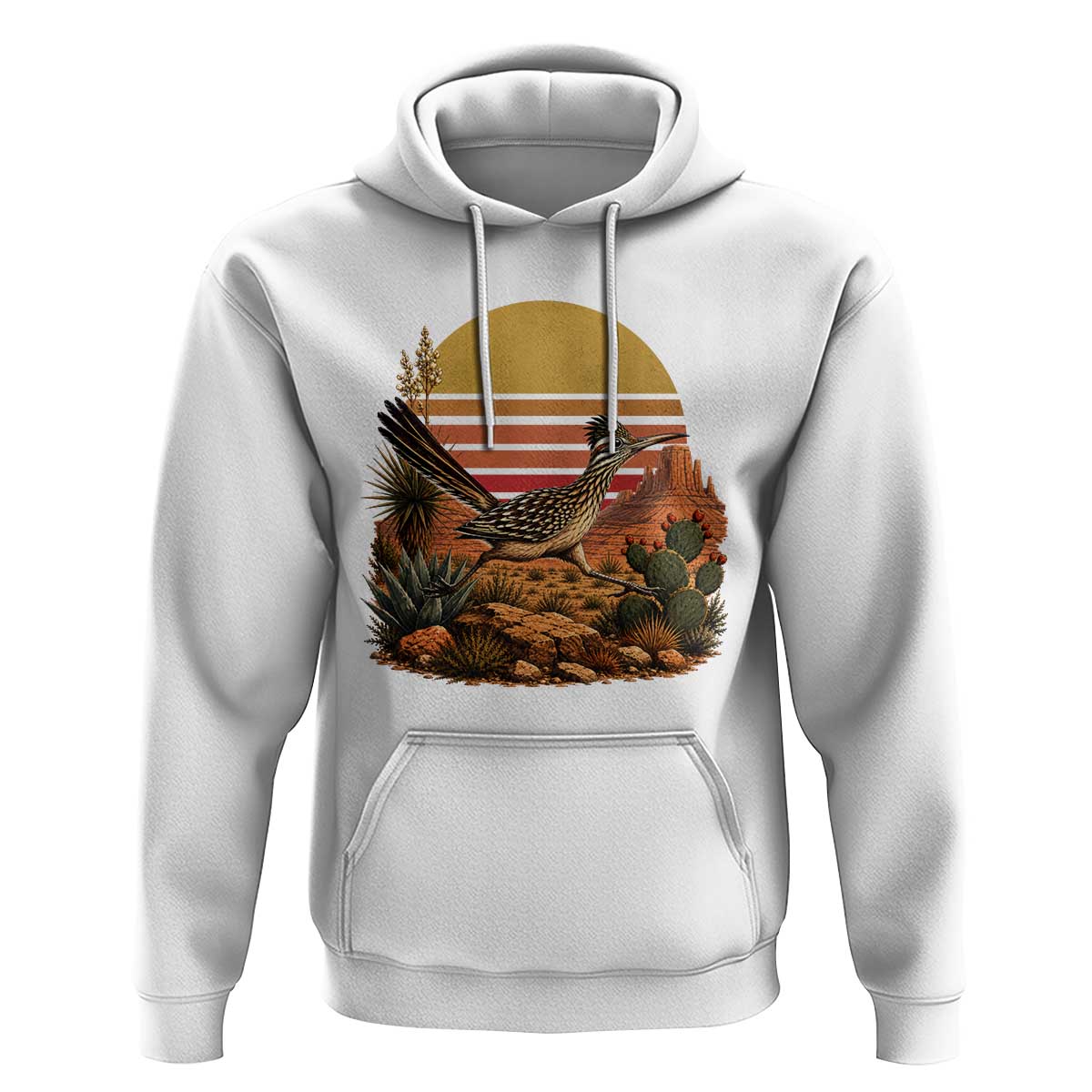 Retro Arizona Roadrunner Desert Sunset Hoodie Southwest Bird Wildlife Nature Lover