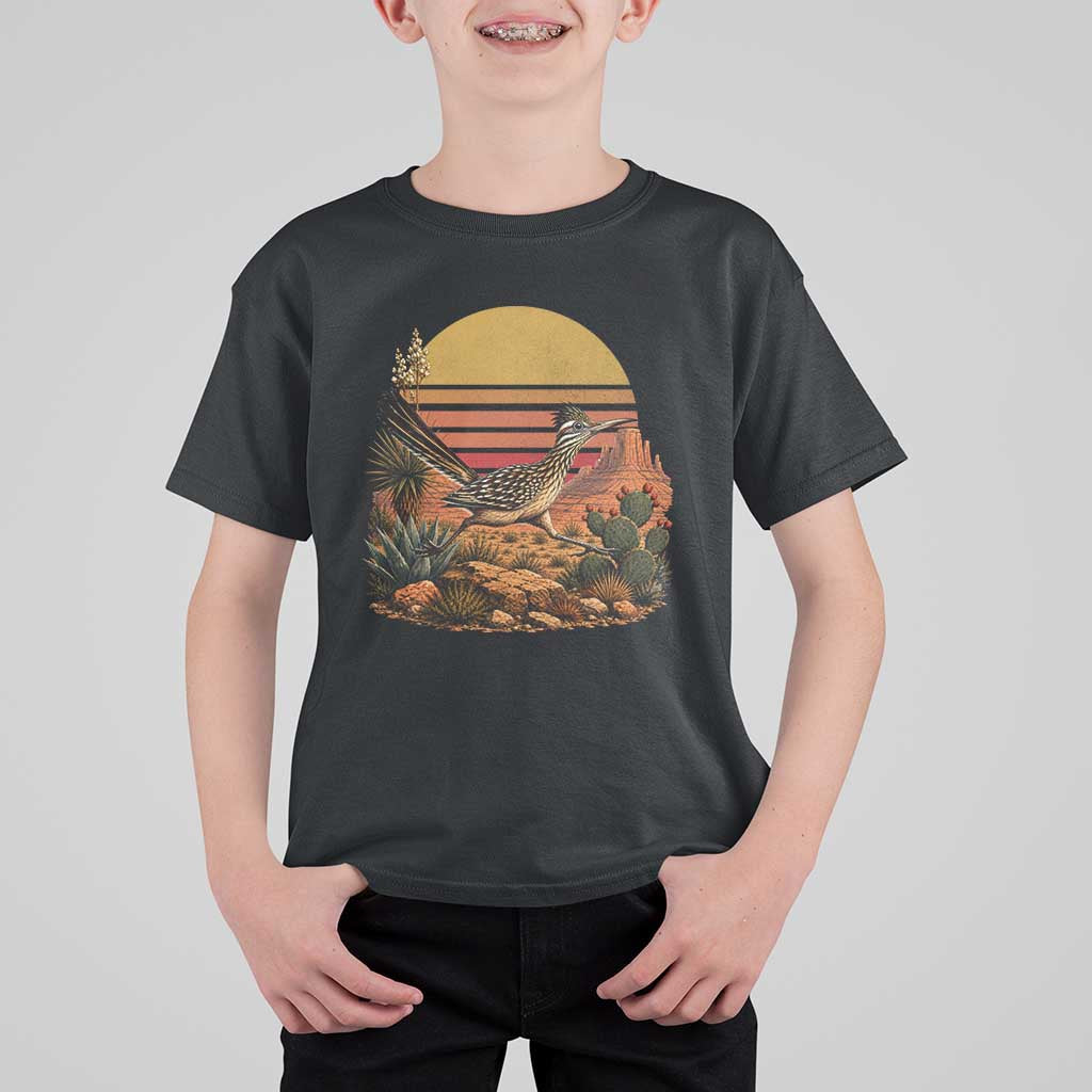 Retro Arizona Roadrunner Desert Sunset T Shirt For Kid Southwest Bird Wildlife Nature Lover