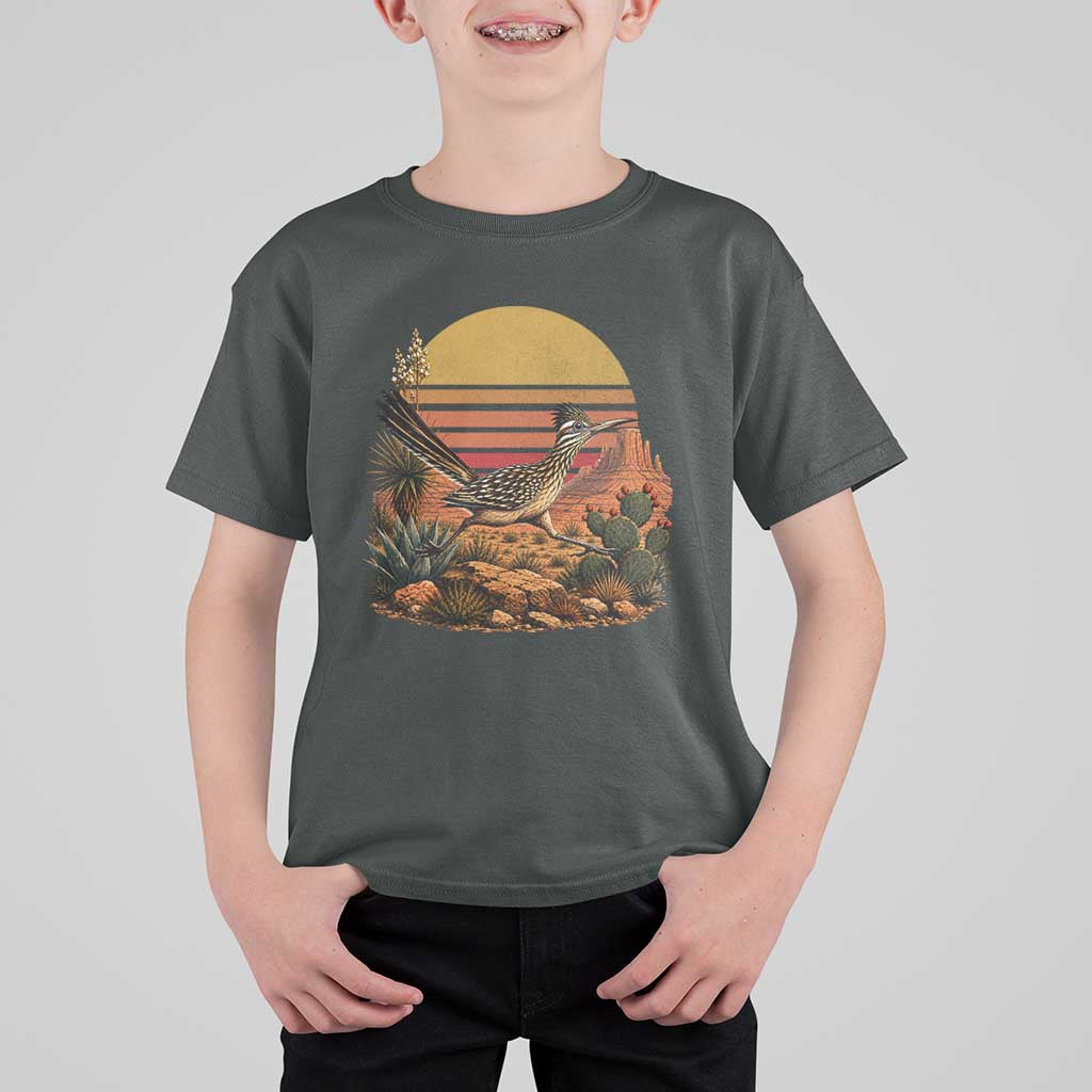 Retro Arizona Roadrunner Desert Sunset T Shirt For Kid Southwest Bird Wildlife Nature Lover