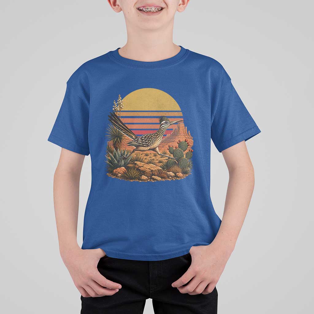 Retro Arizona Roadrunner Desert Sunset T Shirt For Kid Southwest Bird Wildlife Nature Lover