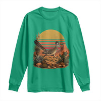 Retro Arizona Roadrunner Desert Sunset Long Sleeve Shirt Southwest Bird Wildlife Nature Lover