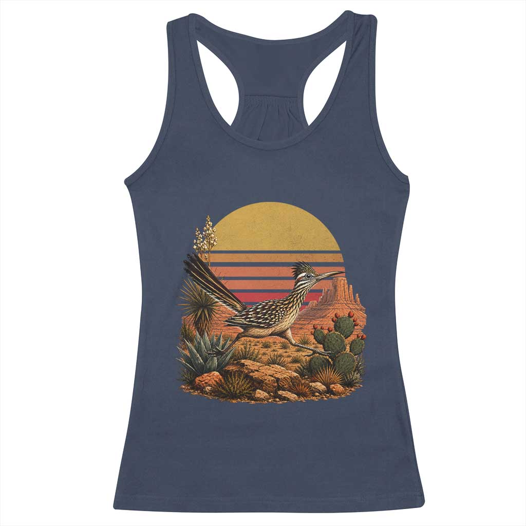 Retro Arizona Roadrunner Desert Sunset Racerback Tank Top Southwest Bird Wildlife Nature Lover
