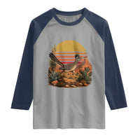 Retro Arizona Roadrunner Desert Sunset Raglan Shirt Southwest Bird Wildlife Nature Lover