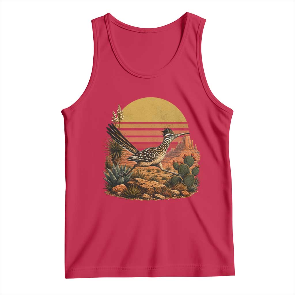Retro Arizona Roadrunner Desert Sunset Tank Top Southwest Bird Wildlife Nature Lover
