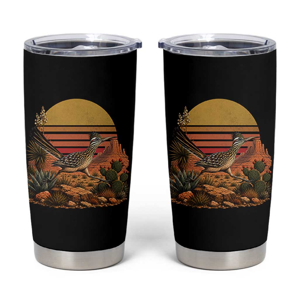 Retro Arizona Roadrunner Desert Sunset Tumbler Cup Southwest Bird Wildlife Nature Lover