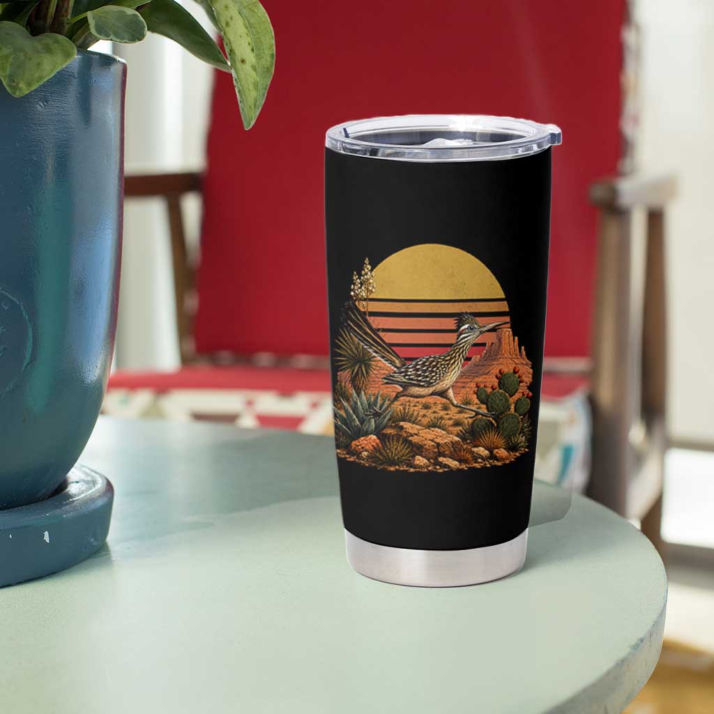Retro Arizona Roadrunner Desert Sunset Tumbler Cup Southwest Bird Wildlife Nature Lover