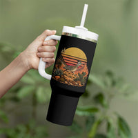Retro Arizona Roadrunner Desert Sunset Tumbler With Handle Southwest Bird Wildlife Nature Lover