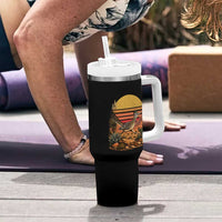 Retro Arizona Roadrunner Desert Sunset Tumbler With Handle Southwest Bird Wildlife Nature Lover