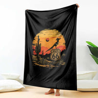 Route Highway 66 Roadrunner Desert Sunset Arizona Throw Blanket Cactus Landscape Texas Nevada Southwest Bird Lover
