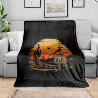 Route Highway 66 Roadrunner Desert Sunset Arizona Throw Blanket Cactus Landscape Texas Nevada Southwest Bird Lover
