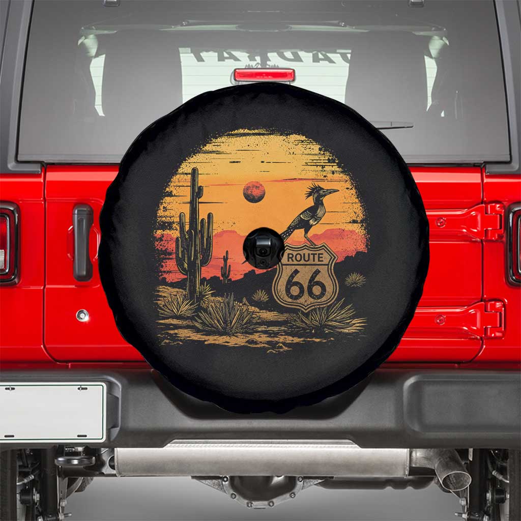 Route Highway 66 Roadrunner Desert Sunset Arizona Spare Tire Cover Cactus Landscape Texas Nevada Southwest Bird Lover