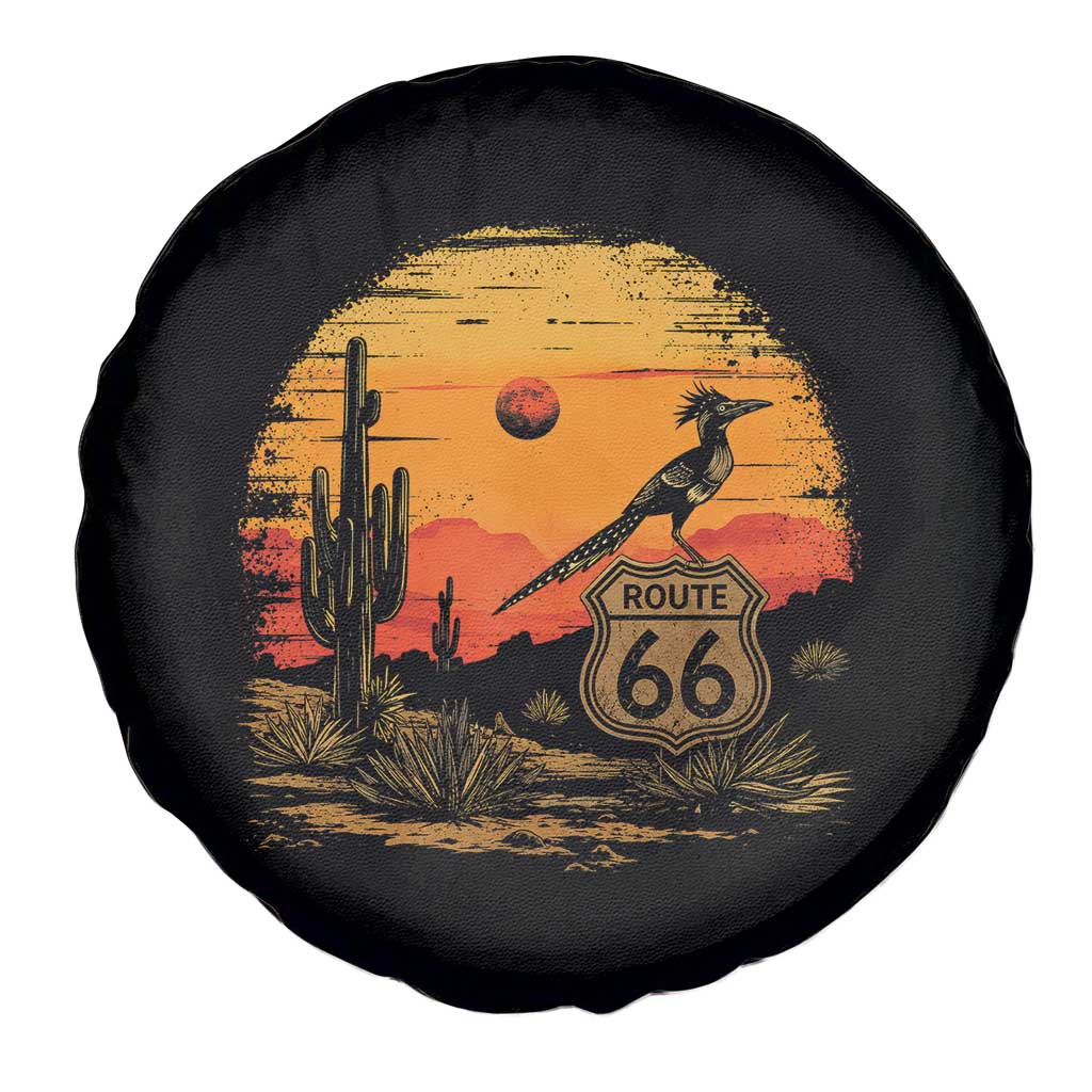 Route Highway 66 Roadrunner Desert Sunset Arizona Spare Tire Cover Cactus Landscape Texas Nevada Southwest Bird Lover