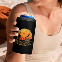 Route Highway 66 Roadrunner Desert Sunset Arizona 4 in 1 Can Cooler Tumbler Cactus Landscape Texas Nevada Southwest Bird Lover