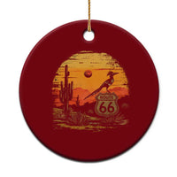 Route Highway 66 Roadrunner Desert Sunset Arizona Ceramic Ornament Cactus Landscape Texas Nevada Southwest Bird Lover