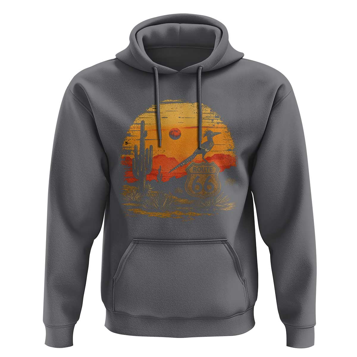 Route Highway 66 Roadrunner Desert Sunset Arizona Hoodie Cactus Landscape Texas Nevada Southwest Bird Lover