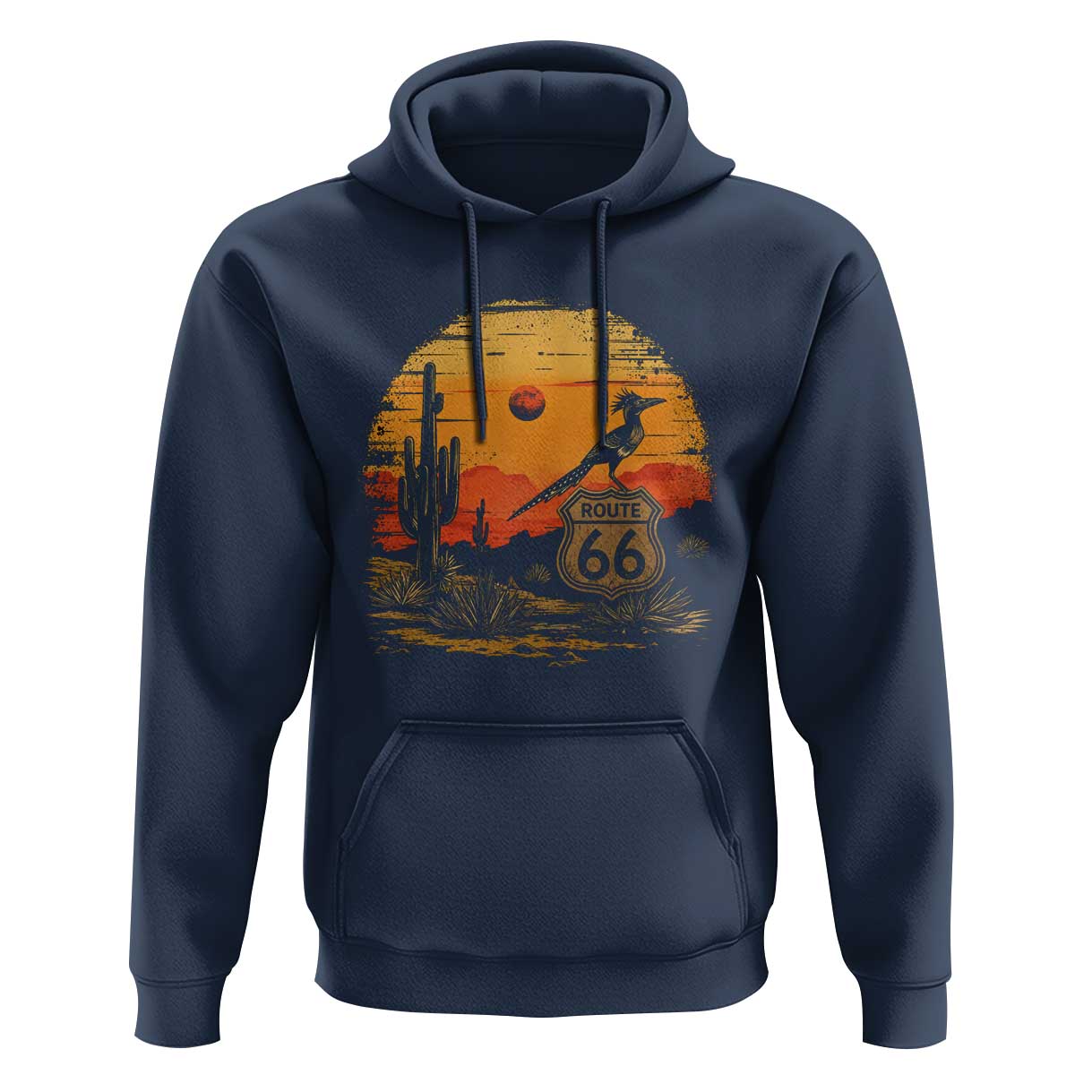 Route Highway 66 Roadrunner Desert Sunset Arizona Hoodie Cactus Landscape Texas Nevada Southwest Bird Lover