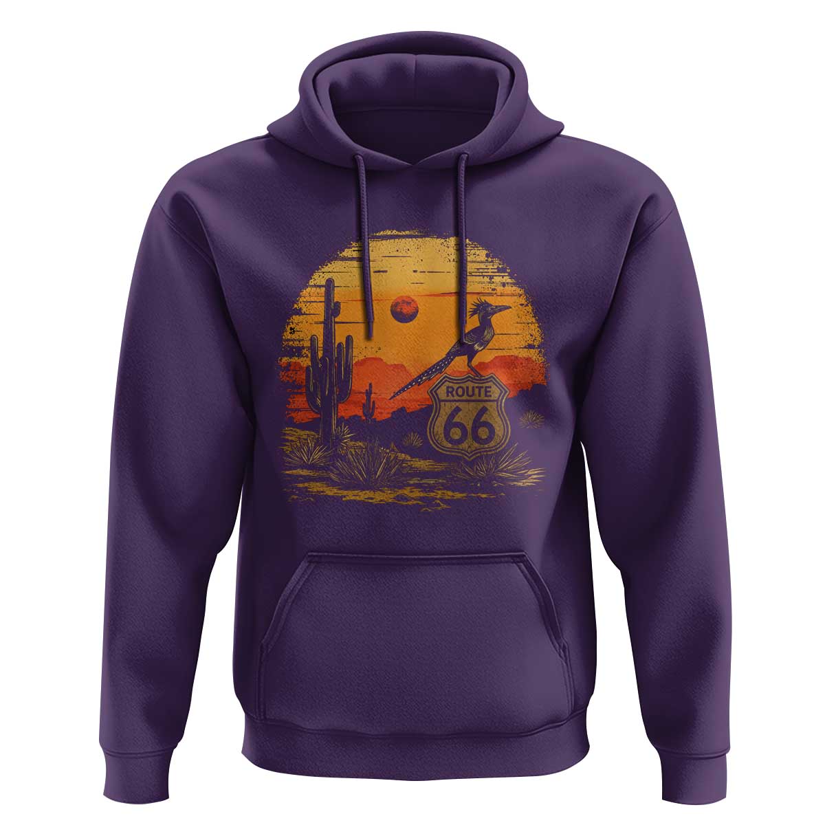 Route Highway 66 Roadrunner Desert Sunset Arizona Hoodie Cactus Landscape Texas Nevada Southwest Bird Lover