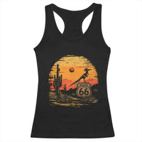 Route Highway 66 Roadrunner Desert Sunset Arizona Racerback Tank Top Cactus Landscape Texas Nevada Southwest Bird Lover